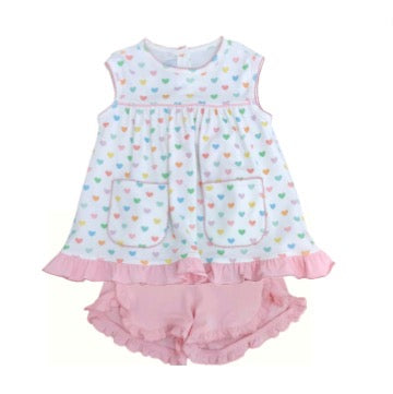Remy Rainbow Heart Print Bloomer/Ruffle Short Set