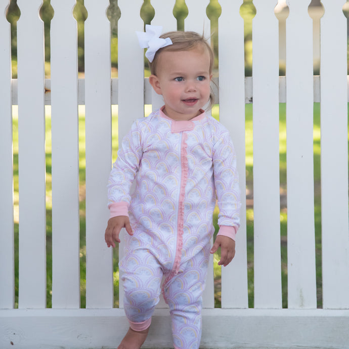 Rainbow Print Zip-Up Jammies