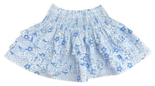 Smocked Ruffle Skirt, Blue Foral