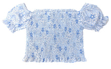 Smocked Top, Blue Floral