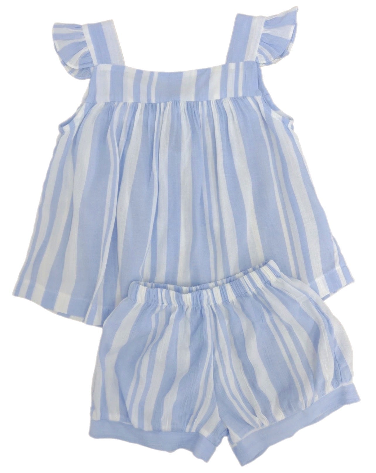 Mary Banded Short Set, Blue Stripe