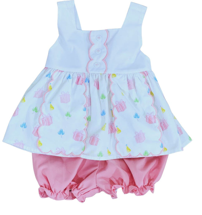 Sophia Scalloped Birthday Bloomer/Banded Short Set