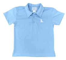 Blue Polo with White Puppy