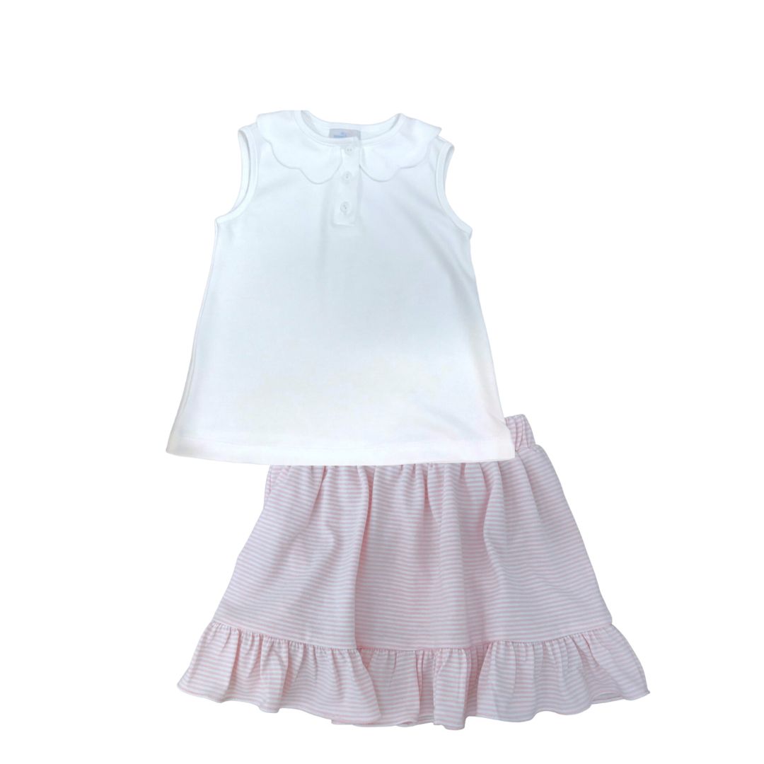 Pink Stripe Skirt and Shirt Set