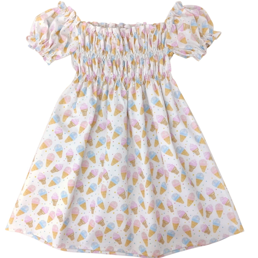 Smocked Short Sleeve Dress, Ice Cream James and Lottie INC Smocked Short Sleeve Dress, Ice Cream James and Lottie INC