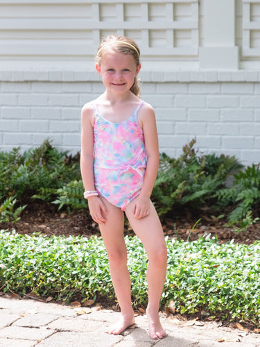One Piece Knot Swim, Multi Color Tie Dye