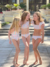 Puff Sleeve Two-Piece Swim, Rainbow Stripe