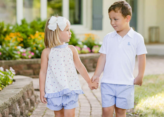 Conrad Shorts, Blue Gingham Cherry