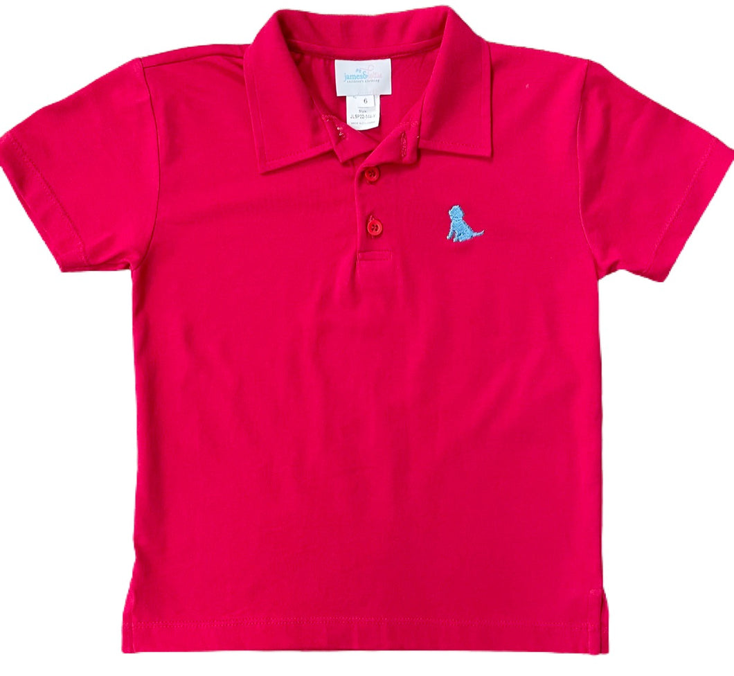 Red Polo with Light Blue Puppy