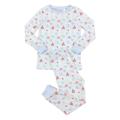 Boys Two Piece Jammies, Back to School Knit (Ready to Ship)
