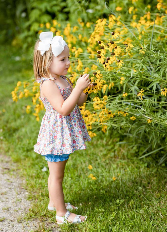 Libby Floral Smocked Bloomers/Banded Short Set