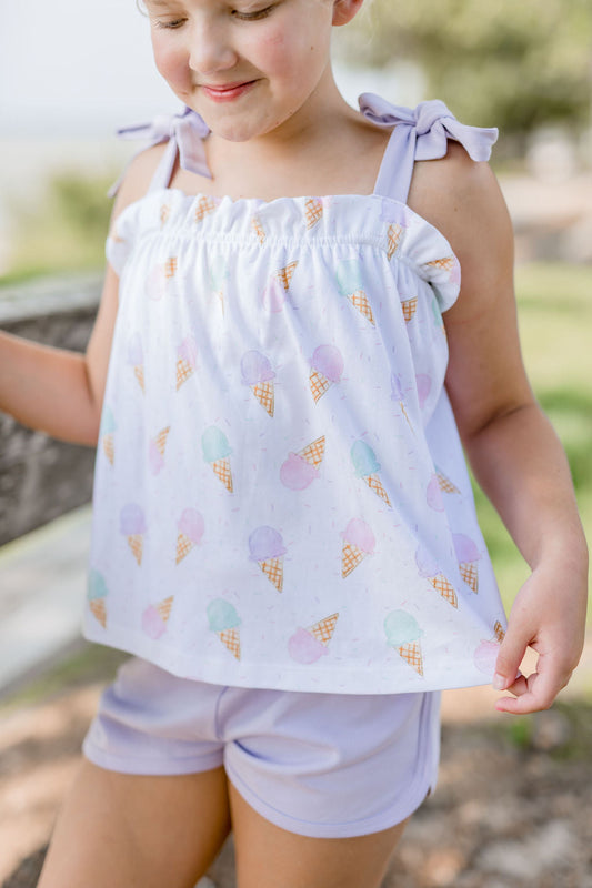 Sloane Knit Shorts, Lavender- Ice Cream