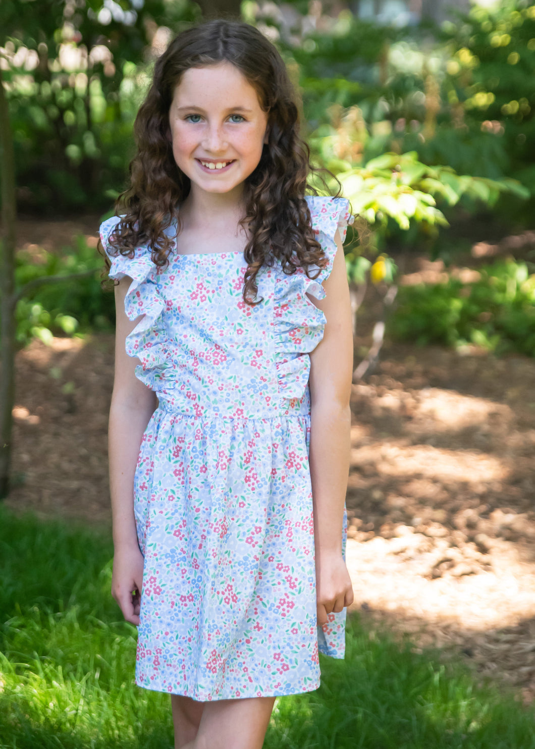 Ruffled Dress BE, Patriotic Floral
