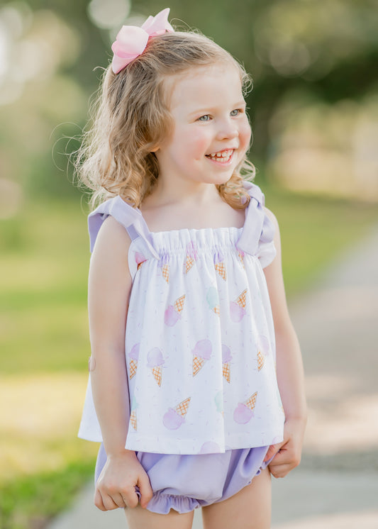 Girls Pima Knit Solid Bloomers, Ice Cream- Lavender