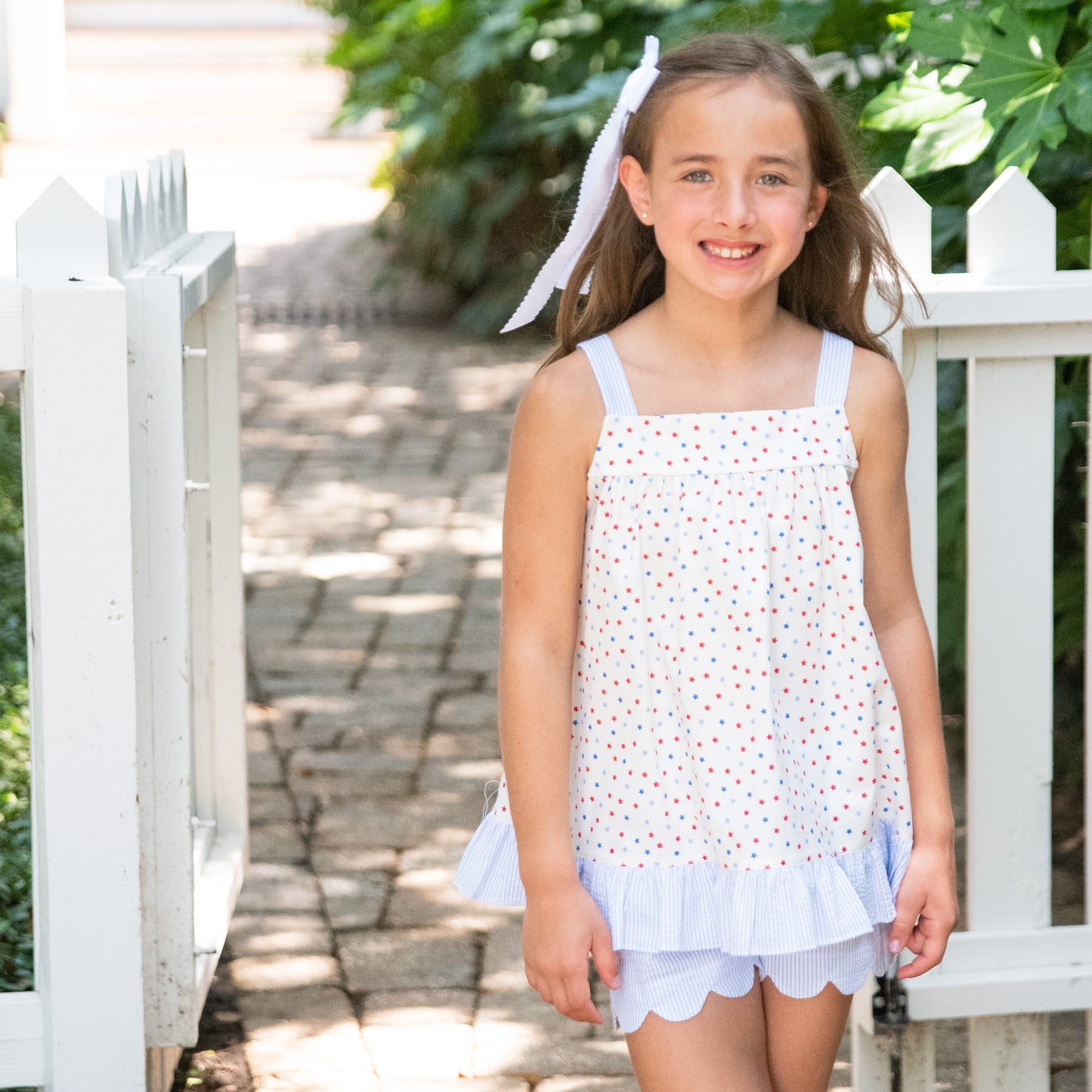 Maggie Bloomer/Scallop Short Set, Patriotic Stars